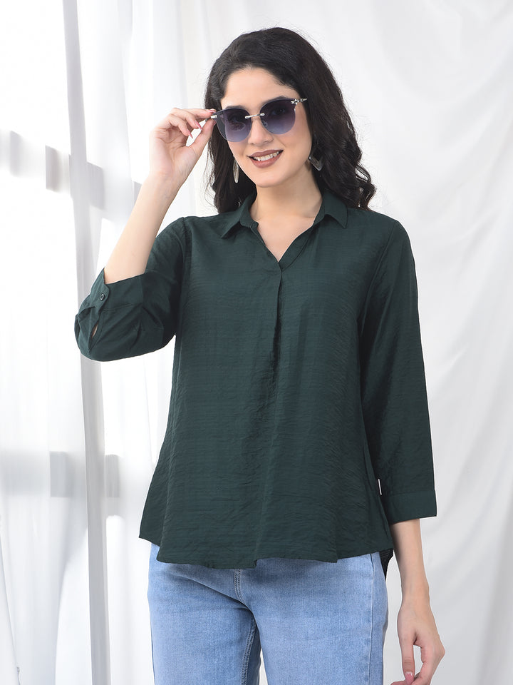 Mint Green Soft Weave Easy Silhouette Top-Women Tops-Crimsoune Club