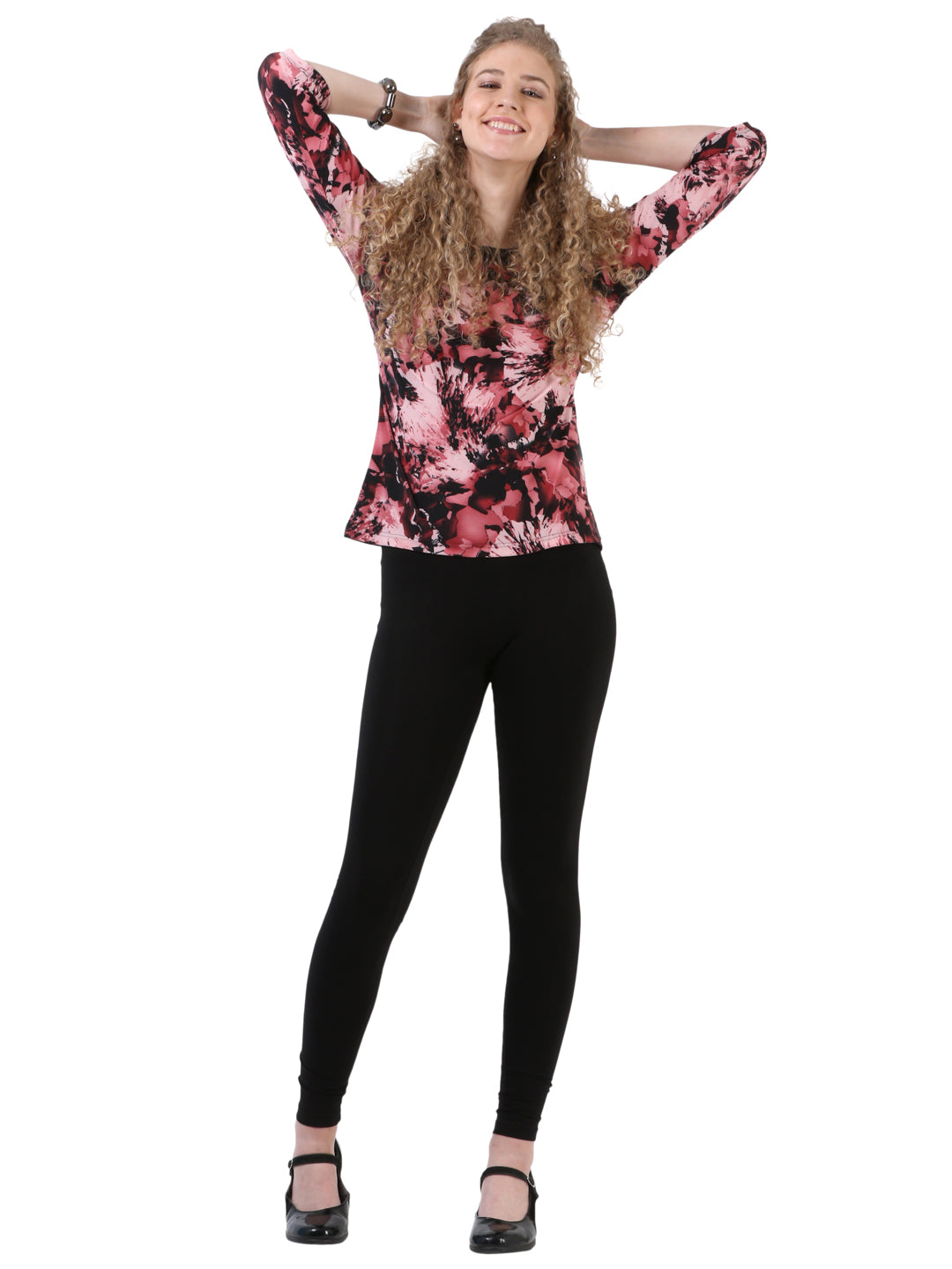 Pink Printed Tops-Women Tops-Crimsoune Club