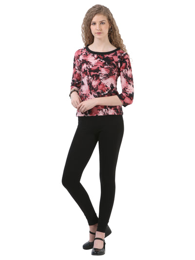 Pink Printed Tops-Women Tops-Crimsoune Club