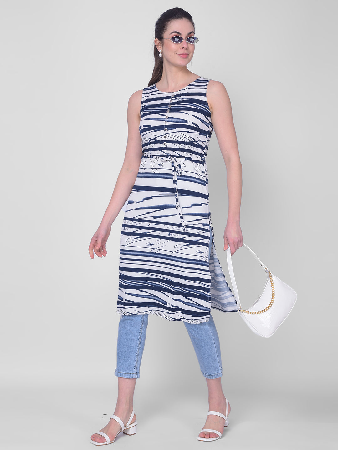 Sleeveless Dress with Side Slits-Women Dresses-Crimsoune Club