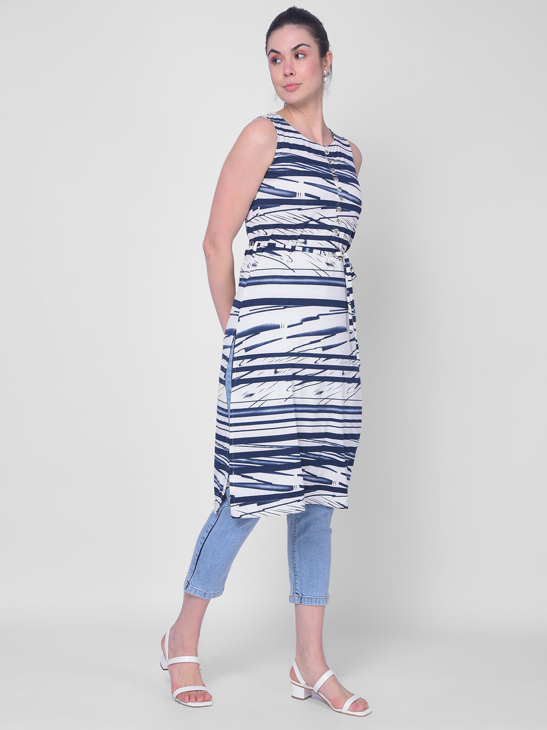 Sleeveless Dress with Side Slits-Women Dresses-Crimsoune Club