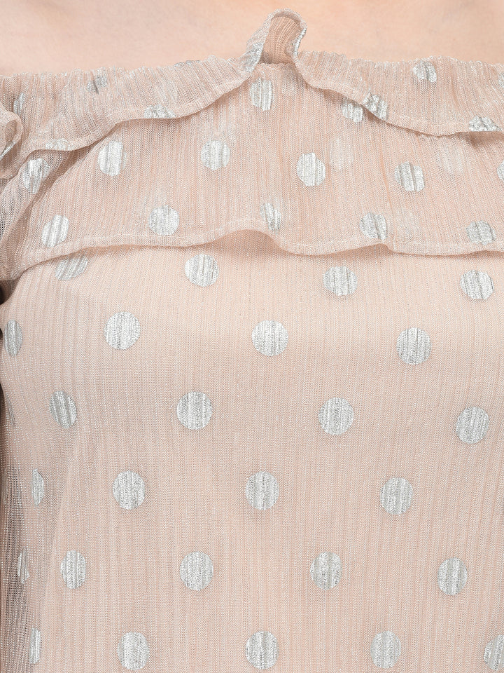 Polka Dots Beige Top-Women Tops-Crimsoune Club