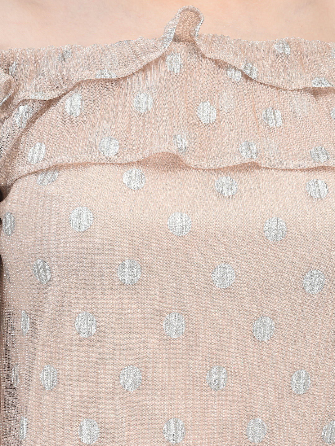 Polka Dots Beige Top-Women Tops-Crimsoune Club