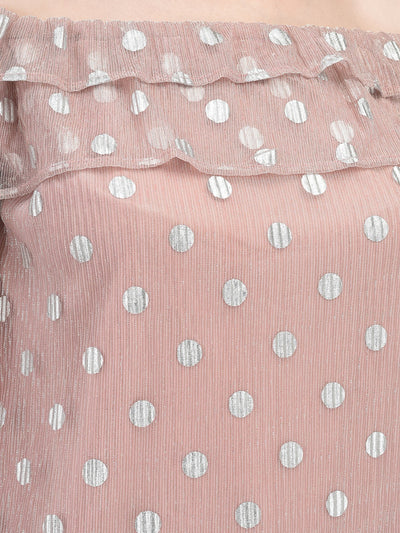 Polka Dots Peach Top-Women Tops-Crimsoune Club