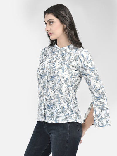 Blue Floral Top-Women Tops-Crimsoune Club