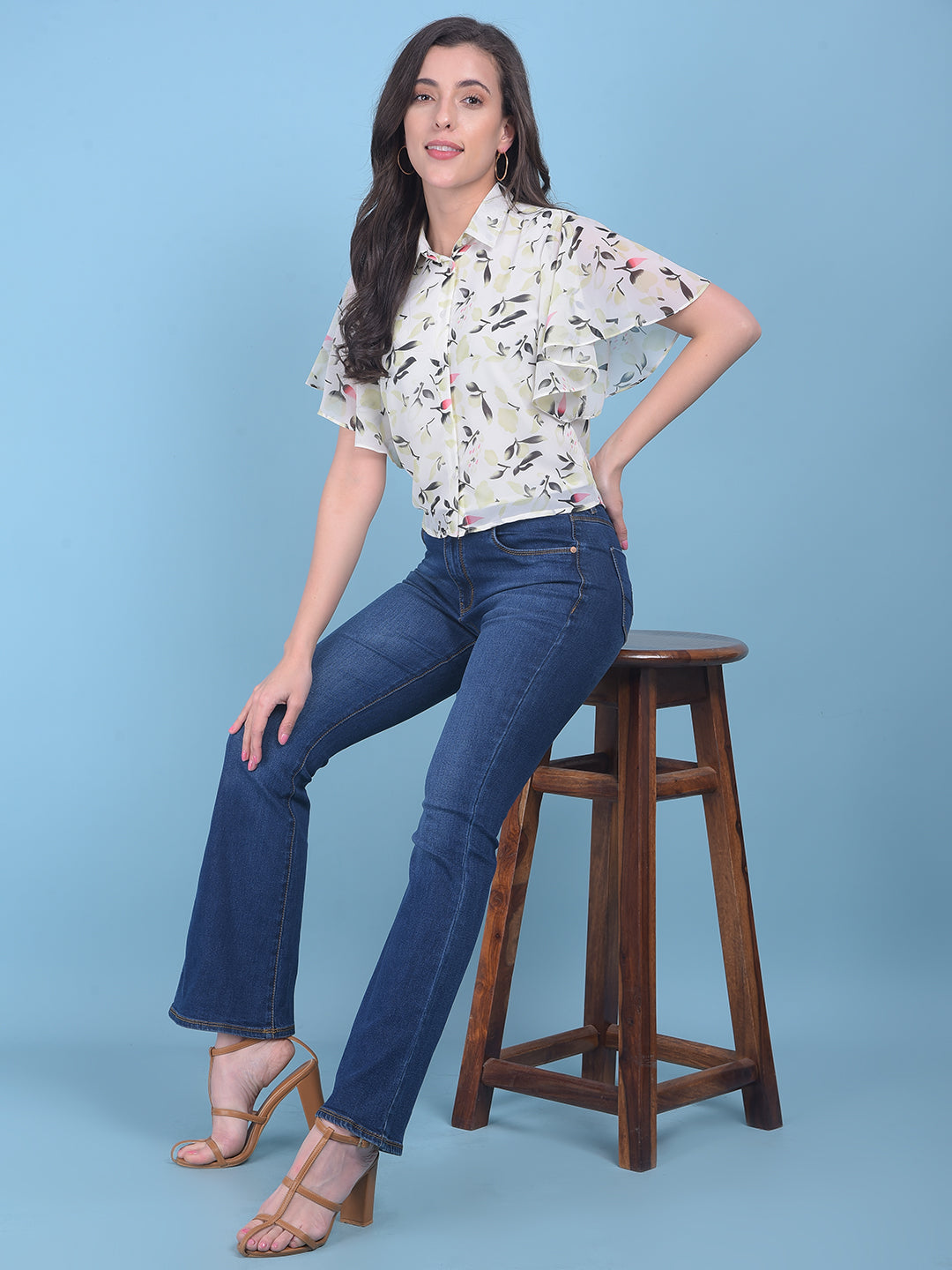 Green Floral Top-Women Tops-Crimsoune Club