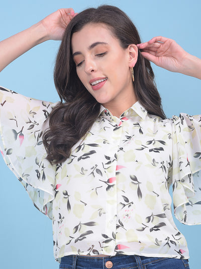 Green Floral Top-Women Tops-Crimsoune Club