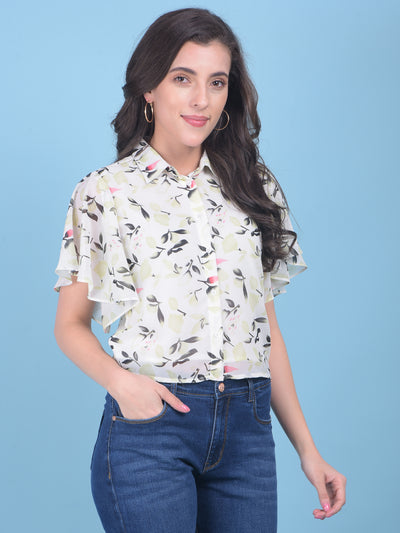 Green Floral Top-Women Tops-Crimsoune Club