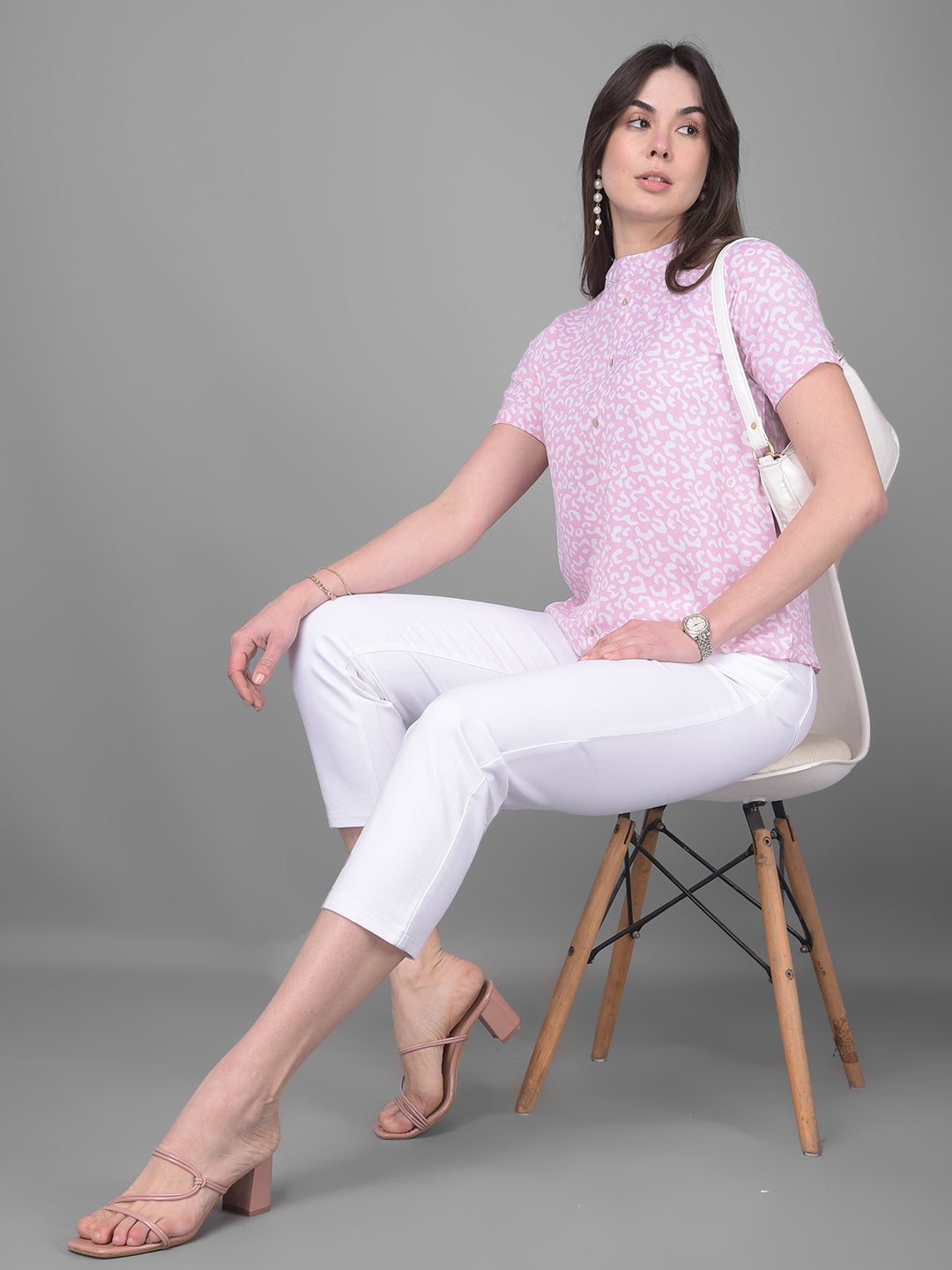 Pink Printed Top-Women Tops-Crimsoune Club