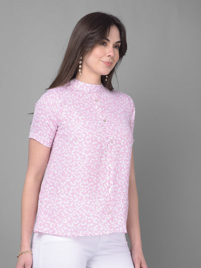 Pink Printed Top-Women Tops-Crimsoune Club