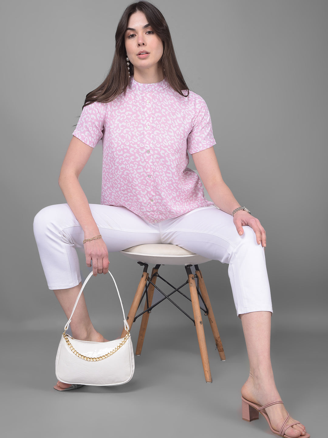 Pink Printed Top-Women Tops-Crimsoune Club