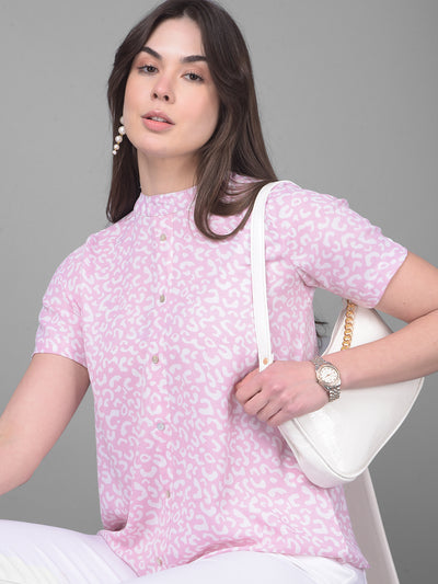 Pink Printed Top-Women Tops-Crimsoune Club