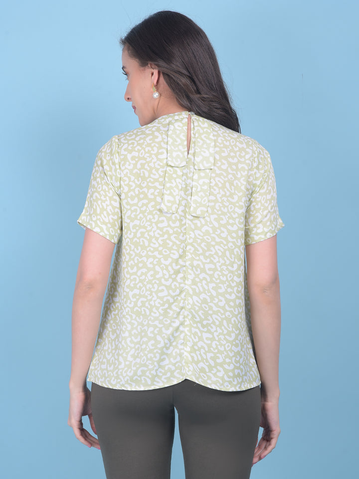 Printed Green Top-Women Tops-Crimsoune Club