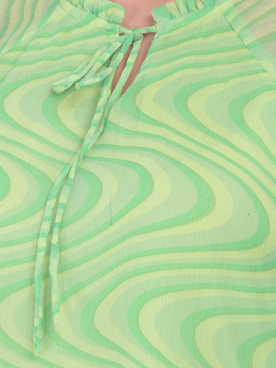 Green Abstract Print Top-Women Tops-Crimsoune Club
