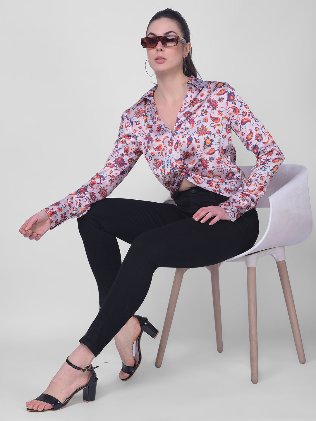 Multi Color Floral Top-Women Tops-Crimsoune Club