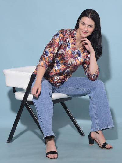 Multi Color Floral Print Shirt-Women Shirts-Crimsoune Club