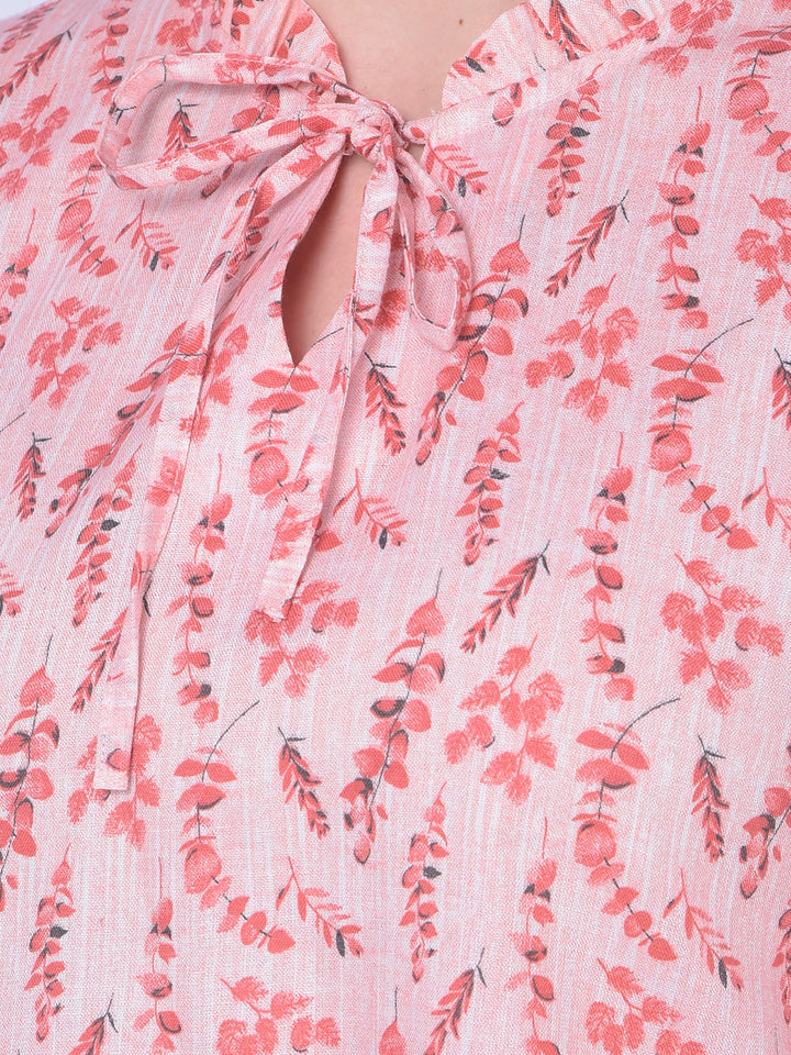 Peach Floral Top-Women Tops-Crimsoune Club