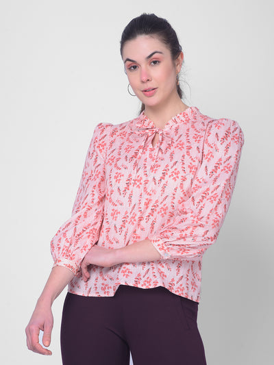 Peach Floral Top-Women Tops-Crimsoune Club