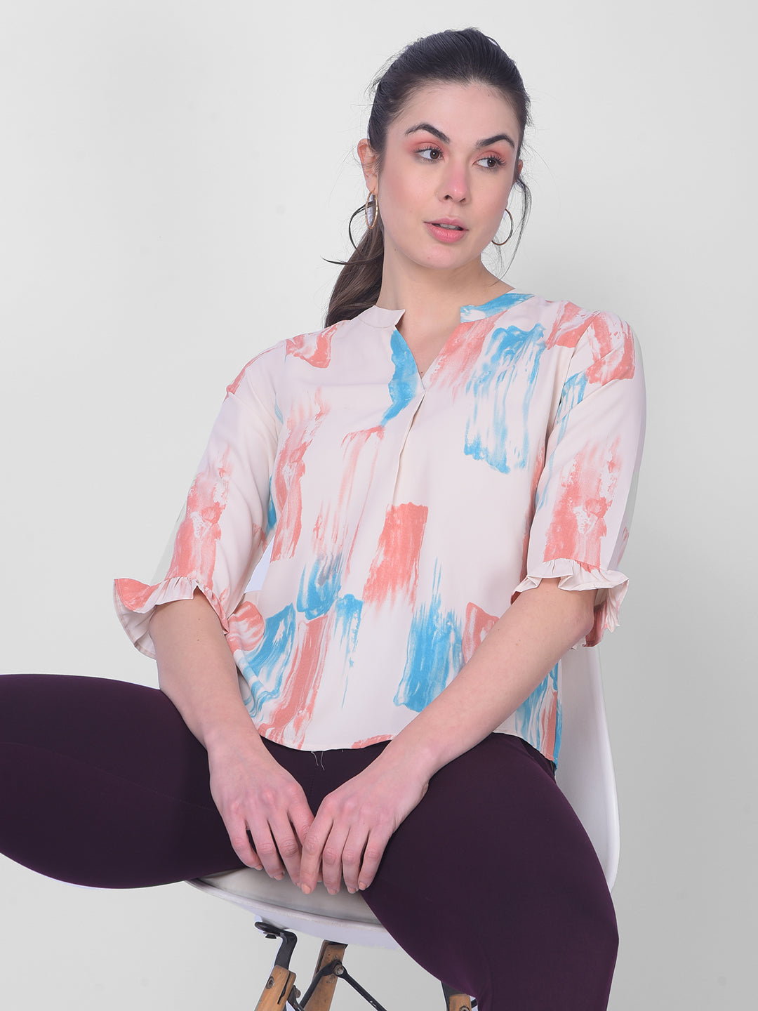 Off-White Printed Top-Women Tops-Crimsoune Club