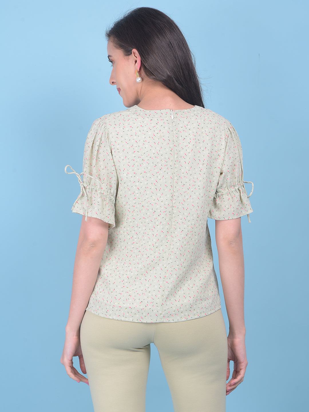 Green Floral Top-Women Tops-Crimsoune Club