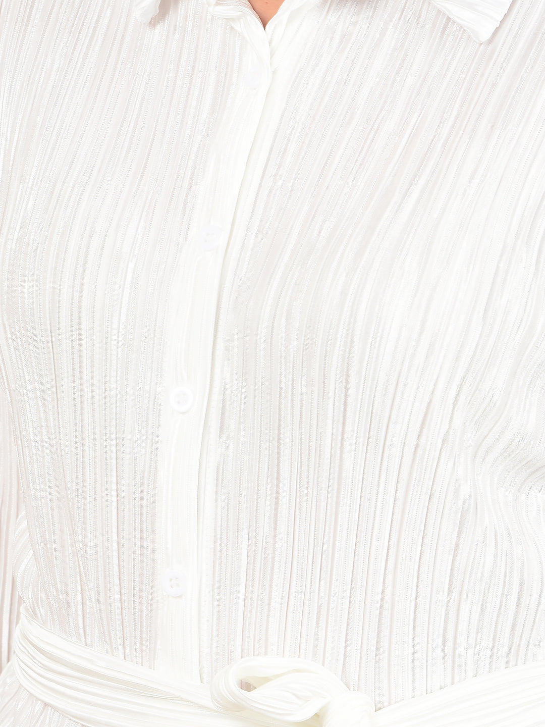 White Textured Long-Line Top-Women Tops-Crimsoune Club