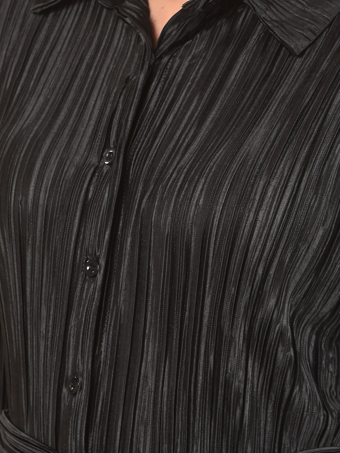 Black Textured Long-Line Top-Women Tops-Crimsoune Club