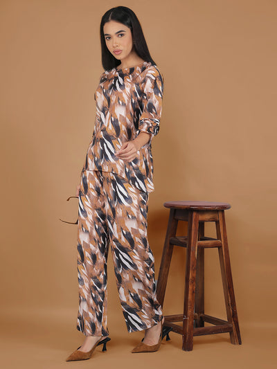 Mustard Abstract Print Co-Ord Set-Women Co-Ord Sets-Crimsoune Club