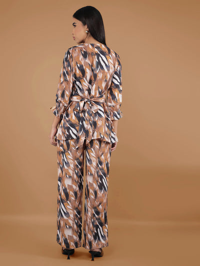 Mustard Abstract Print Co-Ord Set-Women Co-Ord Sets-Crimsoune Club