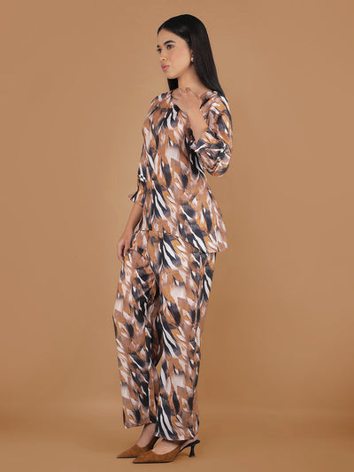 Mustard Abstract Print Co-Ord Set-Women Co-Ord Sets-Crimsoune Club
