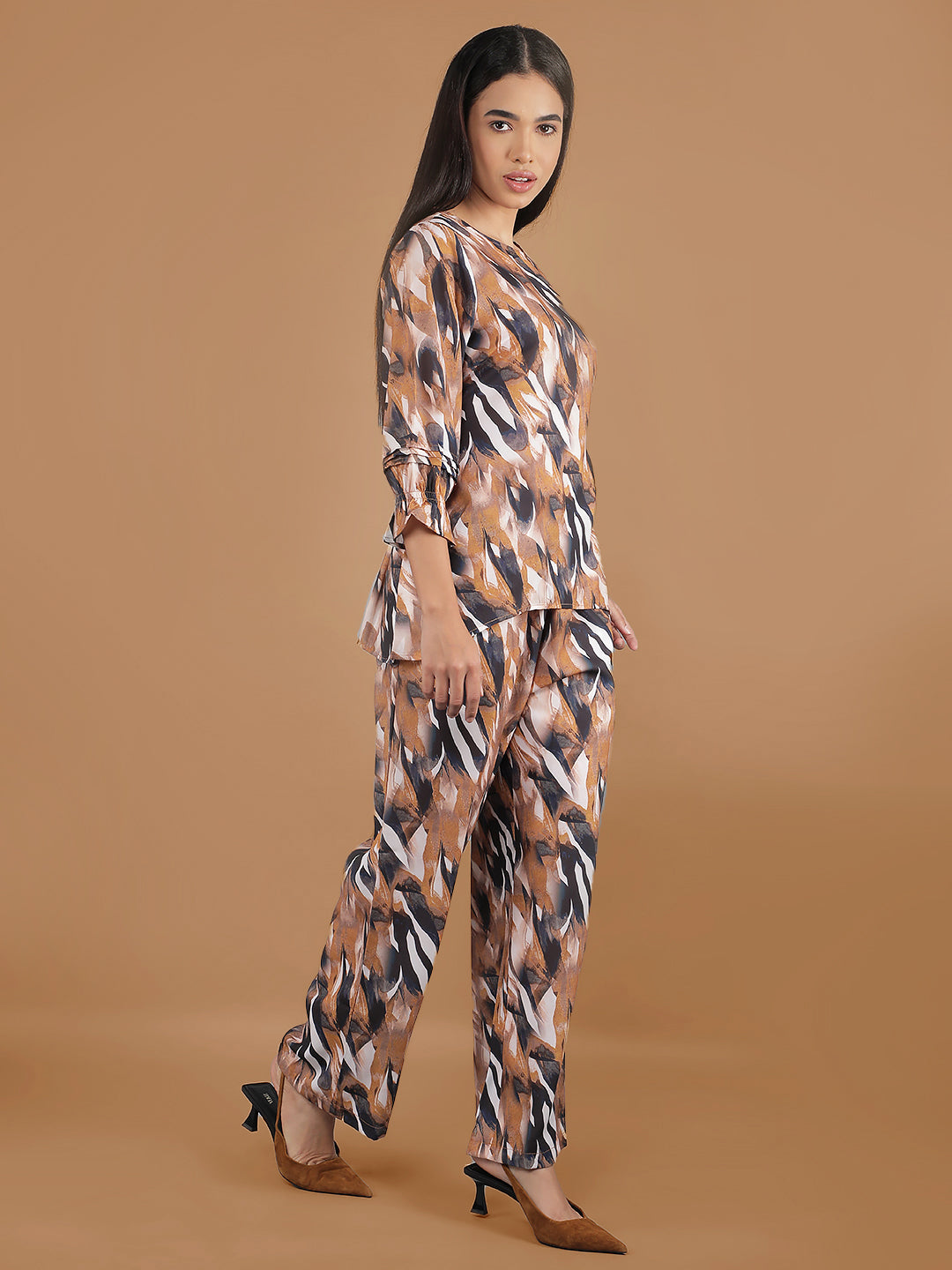 Mustard Abstract Print Co-Ord Set-Women Co-Ord Sets-Crimsoune Club