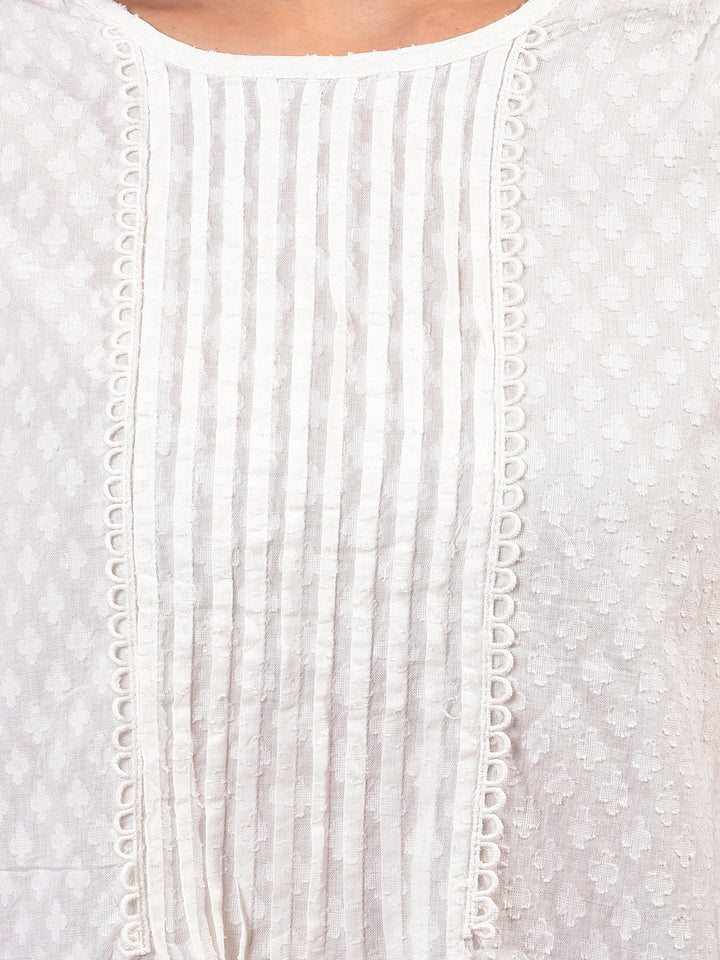 White Embroidered 100% Cotton Top-Women Tops-Crimsoune Club