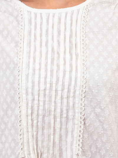 White Embroidered 100% Cotton Top-Women Tops-Crimsoune Club