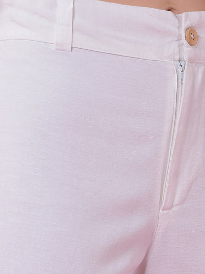 White Embroidered Linen Palazzo-Women Palazzos-Crimsoune Club