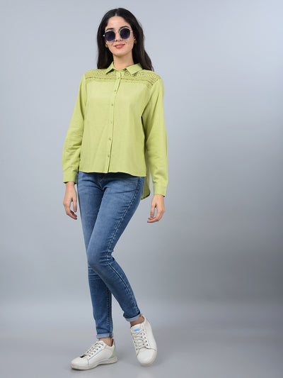 Green Shirt-Women Shirts-Crimsoune Club