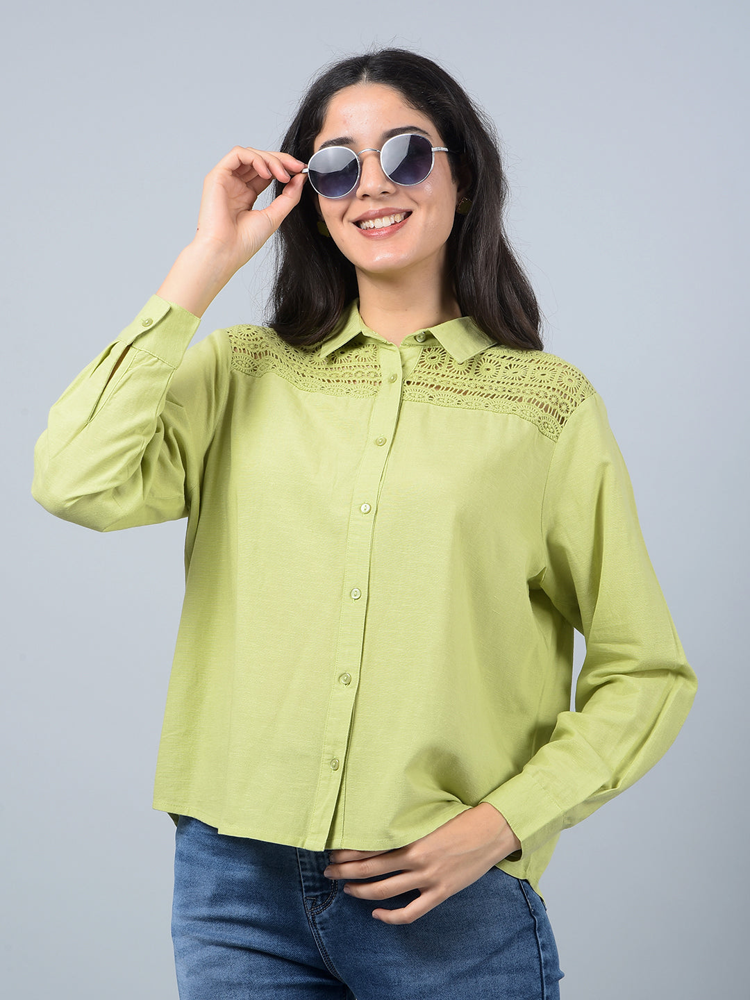 Green Shirt-Women Shirts-Crimsoune Club