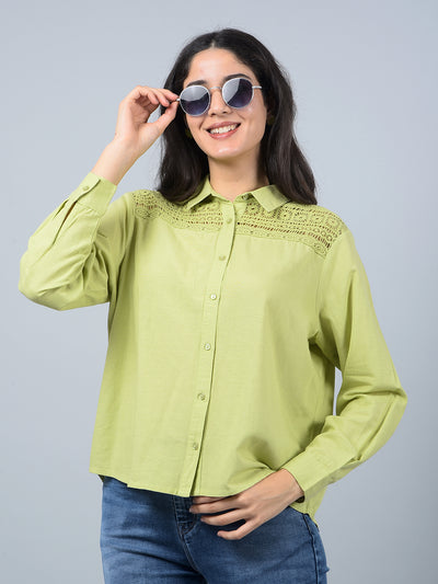 Green Shirt-Women Shirts-Crimsoune Club