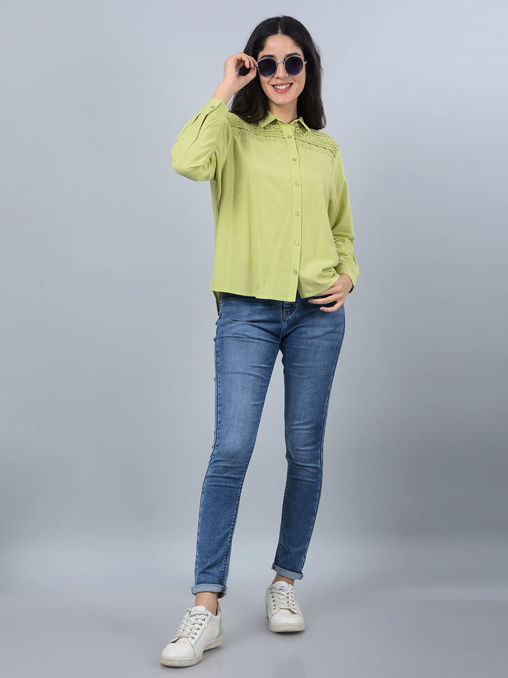 Green Shirt-Women Shirts-Crimsoune Club