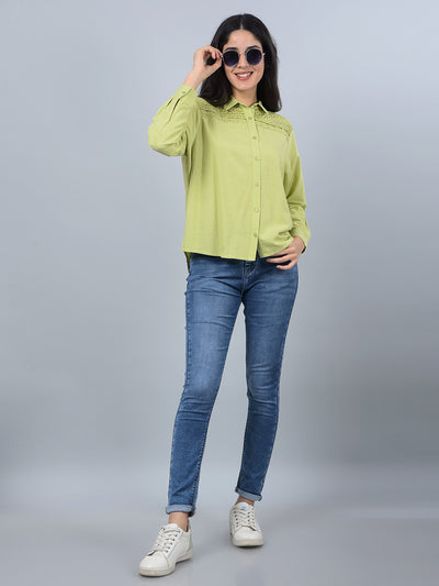 Green Shirt-Women Shirts-Crimsoune Club