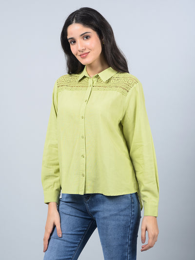 Green Shirt-Women Shirts-Crimsoune Club