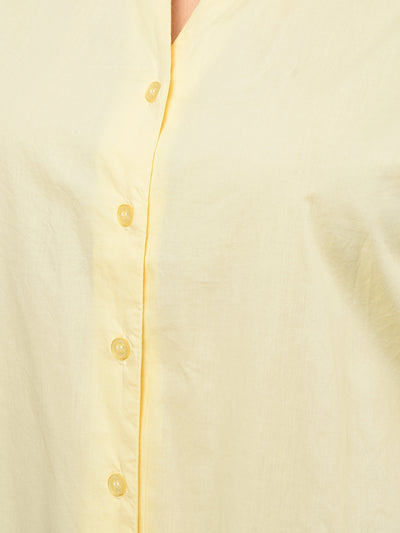Yellow Embroidered 100% Cotton Shirt-Women Shirts-Crimsoune Club