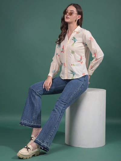 Multi-Color Embroidered 100% Cotton Shirt-Women Shirts-Crimsoune Club