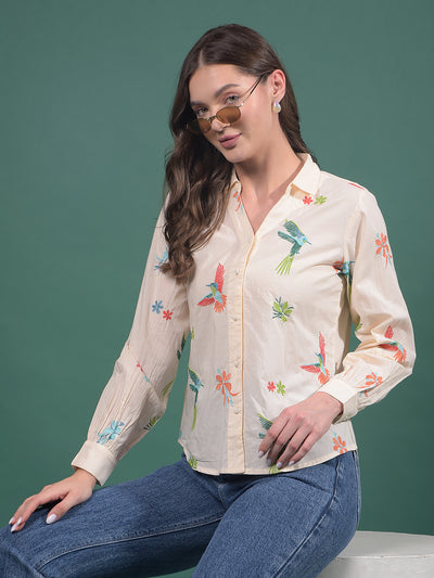 Multi-Color Embroidered 100% Cotton Shirt-Women Shirts-Crimsoune Club