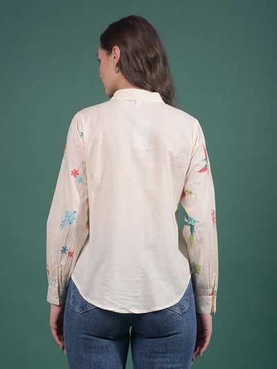 Multi-Color Embroidered 100% Cotton Shirt-Women Shirts-Crimsoune Club