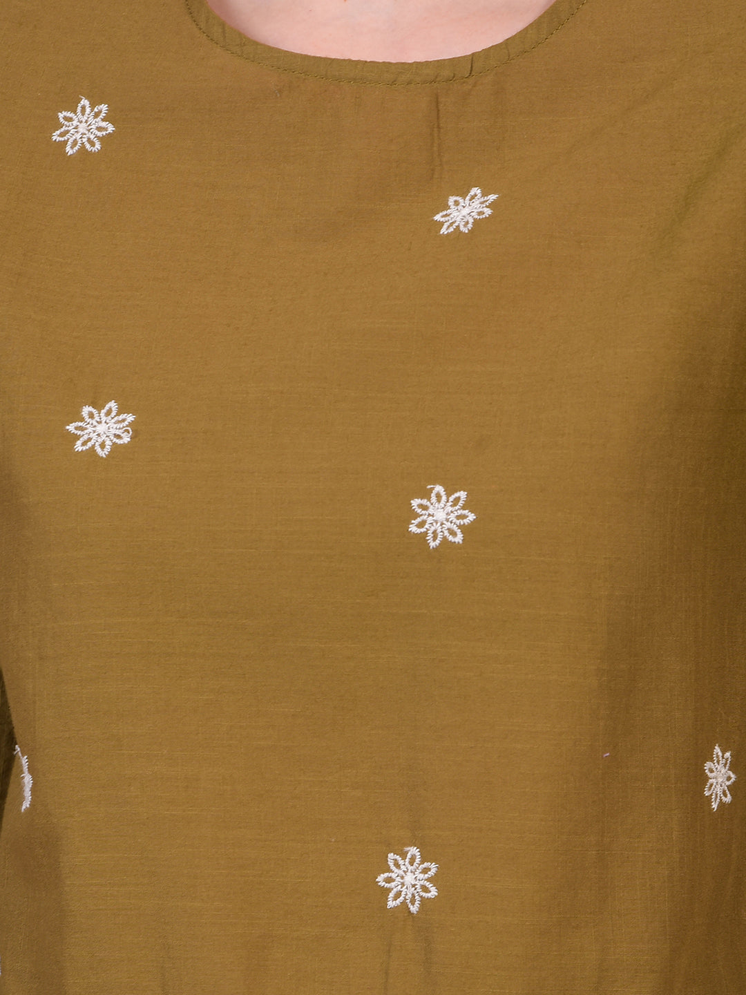 Women's Olive Floral Print 100% Cotton Shirt-Women Shirts-Crimsoune Club
