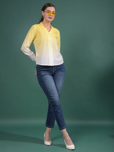 Yellow 100% Cotton Shirt-Women Shirts-Crimsoune Club