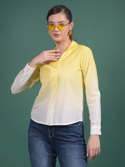 Yellow 100% Cotton Shirt-Women Shirts-Crimsoune Club