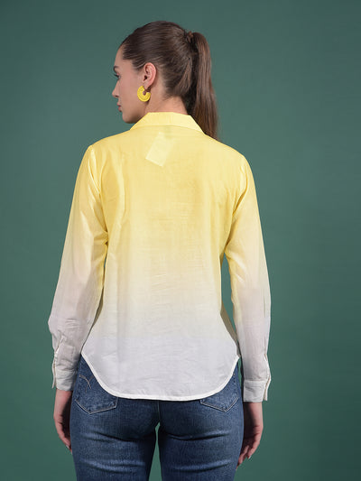 Yellow 100% Cotton Shirt-Women Shirts-Crimsoune Club