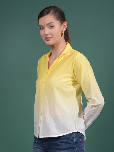 Yellow 100% Cotton Shirt-Women Shirts-Crimsoune Club