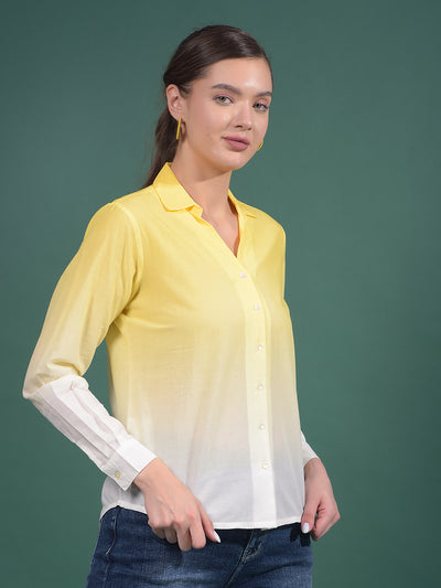 Yellow 100% Cotton Shirt-Women Shirts-Crimsoune Club
