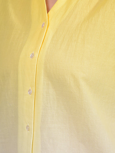 Yellow 100% Cotton Shirt-Women Shirts-Crimsoune Club